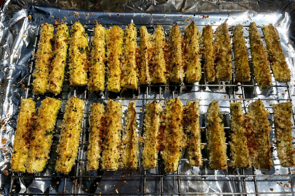 Photo of Crunchy Baked Zucchini Wedges on sheet pan