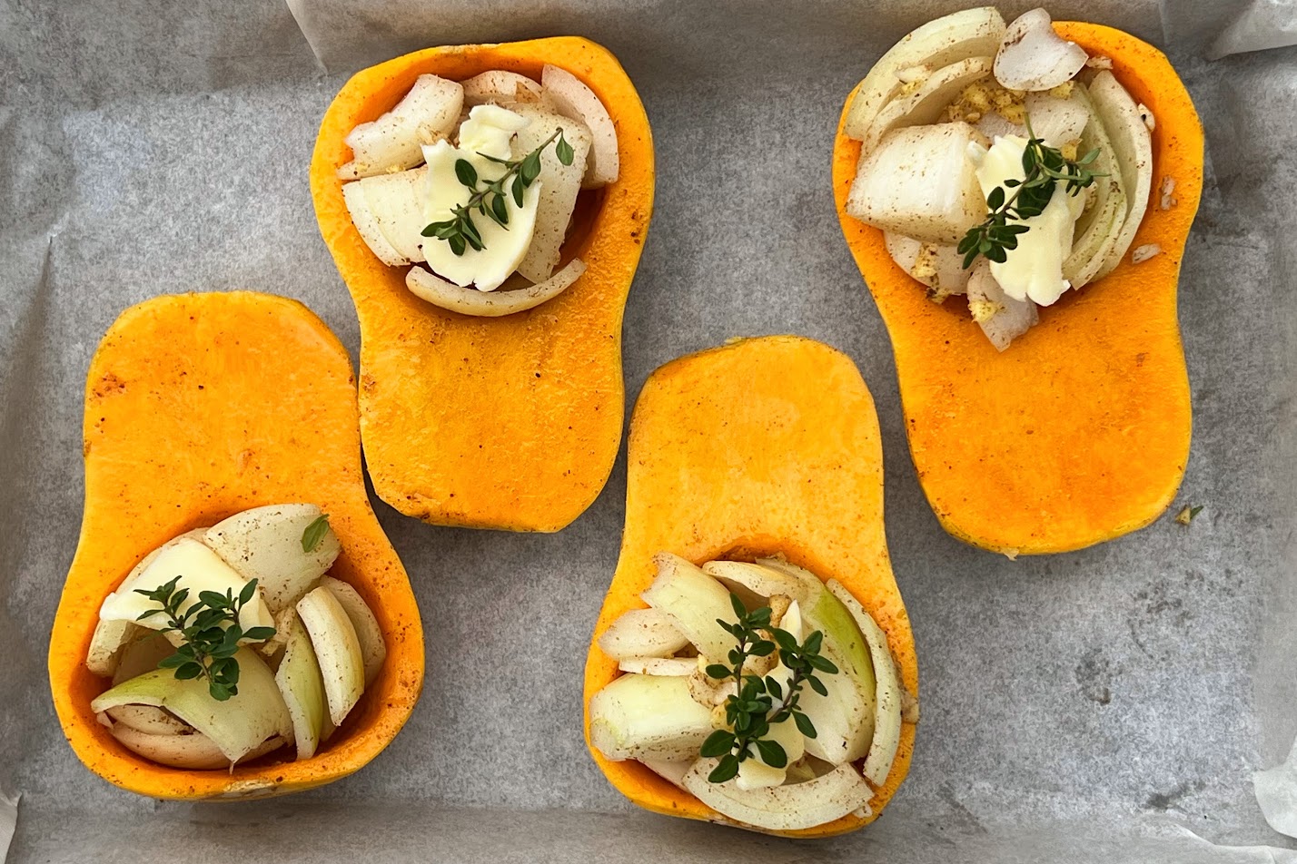 Photo of picture of uncooked Stuffed Honeynut Squash